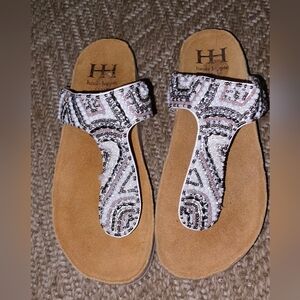 Haute Hippie Women's Beaded Sandals - Black and White